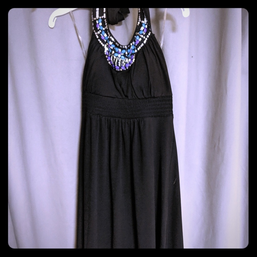 Beaded halter top dress
